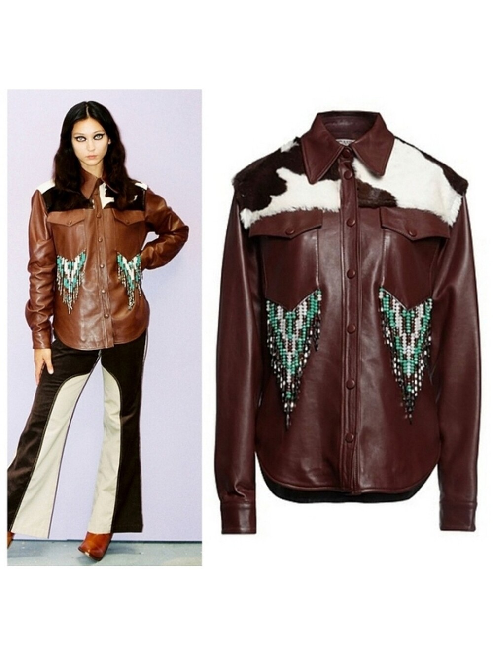 🆕️ DAN CASSAB Glen Jacket Chocolate Leather Cow Hair Size Small Unisex Western